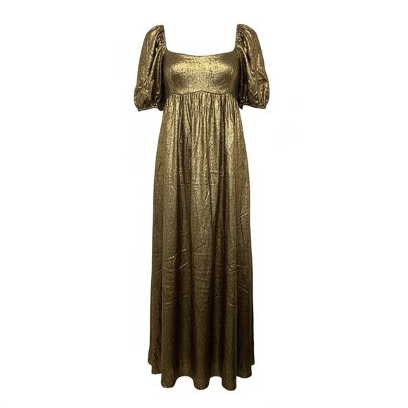 MOON RIVER Gold Shimmer Midi Dress Size M TUCKERNUCK - Picture 8 of 9